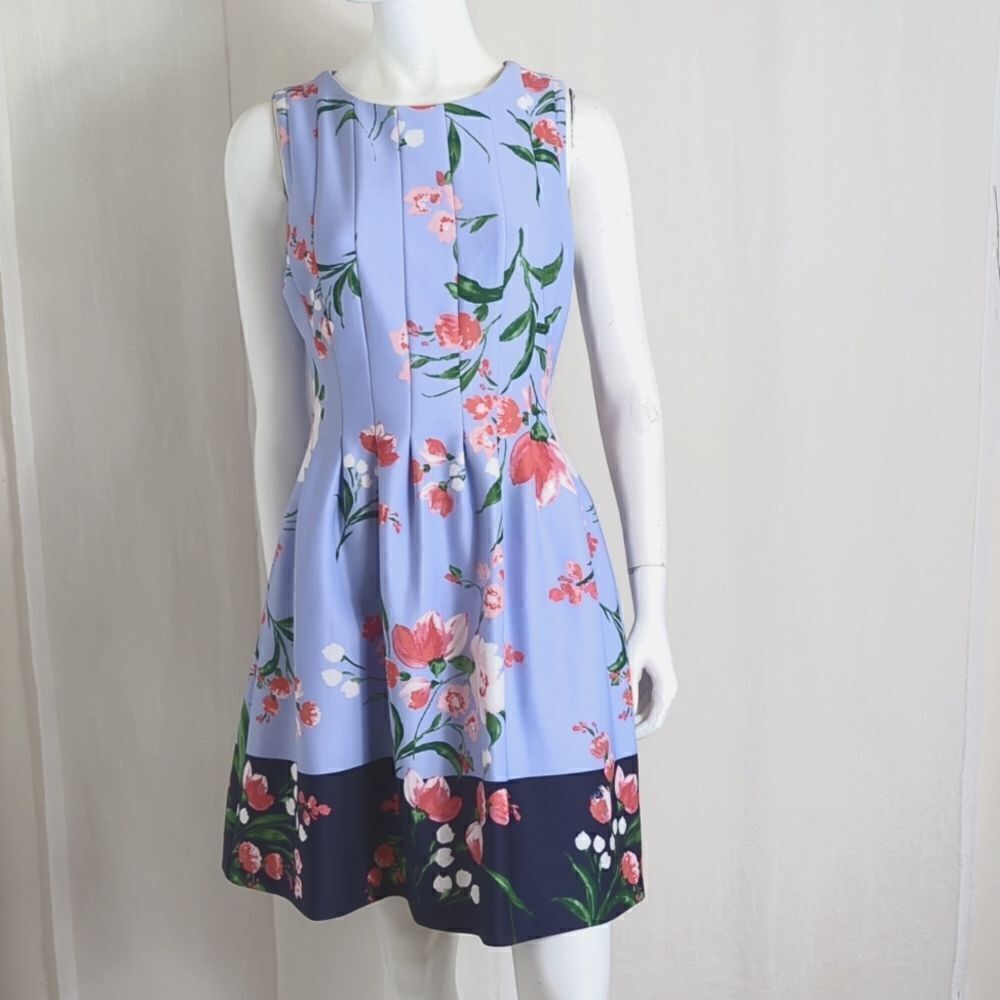Vince Camuto Fit and Flare Blue Print Mini Dress Size 6